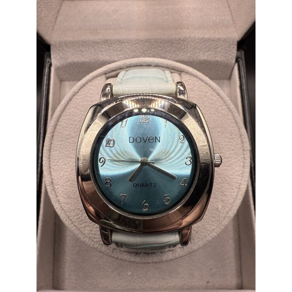 Doven Light Blue Quartz Watch 42 mm Case Stainless Steel Back Women’s Fashion